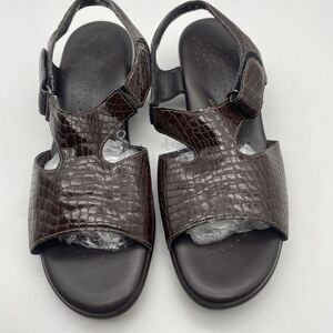 SAS Tripad Comfort Strappy Brown Patent Wedge‎ Mary Jane Sandals Size 9 M